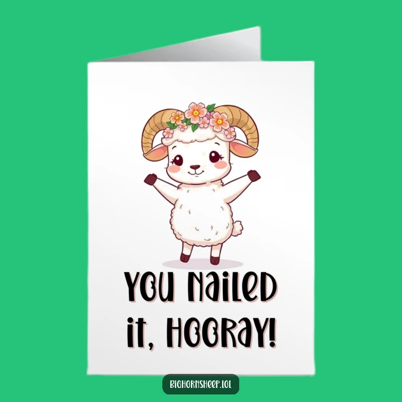 Funny Free Printable Congrats Card: Dancing Sheep Flower Crown - Cheerful Downloadable