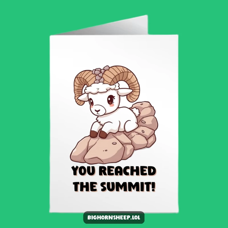 Free Printable Bighorn Sheep Congratulations Card: Funny Rock Climbing Achievement Download
