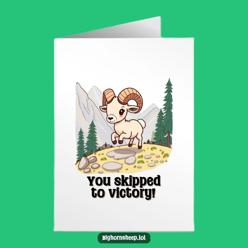 Free Printable Playful Bighorn Sheep Congrats Card - Mountain Skip Downloadable for Victories.