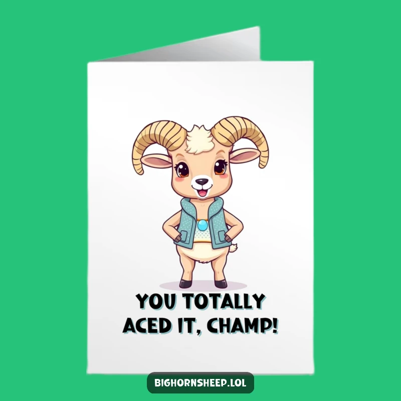 Free Printable Congrats Card: Sparkly Vest Bighorn Sheep Funny Downloadable Gift