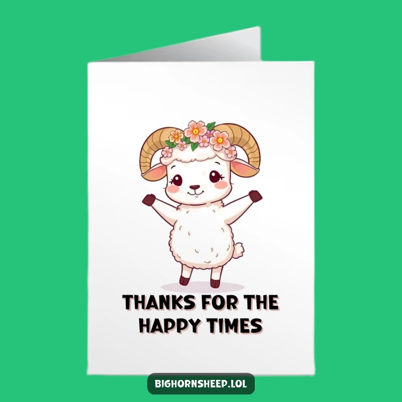 Free Printable Thank You Card: Dancing Sheep Flower Crown - Sweet Downloadable