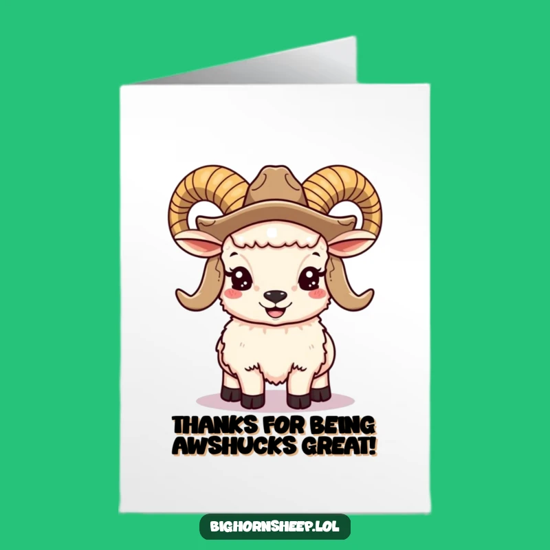 Free Printable Thank You Card: Cowboy Bighorn Sheep - Funny Downloadable