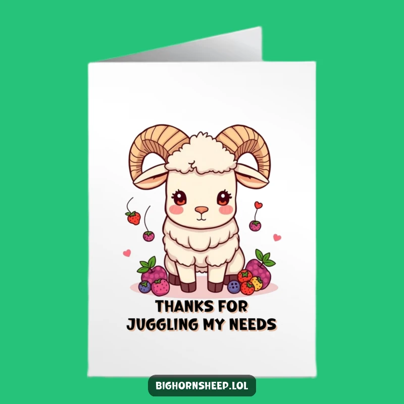 Free Printable Thank You Card: Juggling Bighorn Sheep - Funny Downloadable Appreciation
