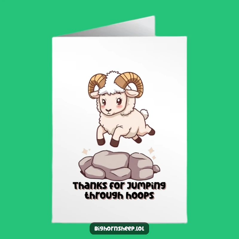 Free Printable Thank You Card: Leaping Bighorn Sheep, Grateful Downloadable Humor Gift