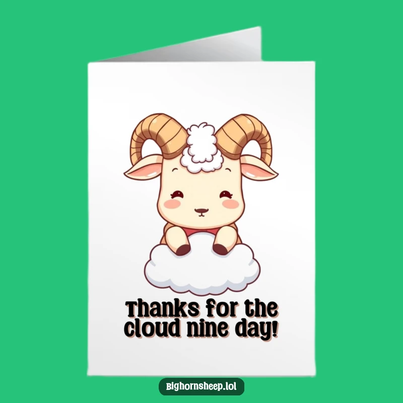 Free Printable Thank You Card: Bighorn Sheep Cloud Bump - Humorous Downloadable Gift
