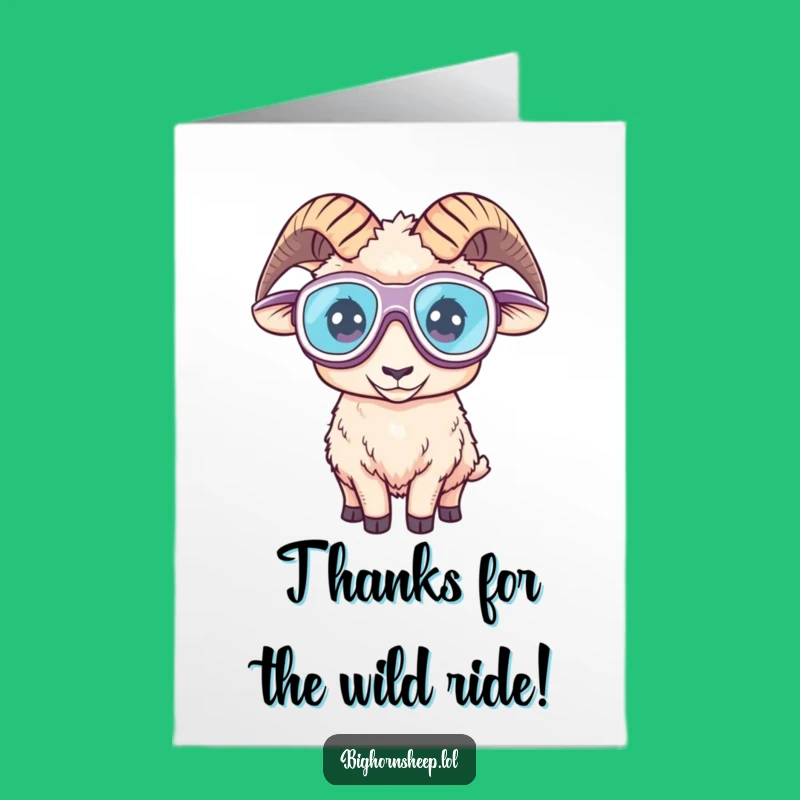 Free Printable Thank You Card: Goggled Sheep Adventure Funny Downloadable