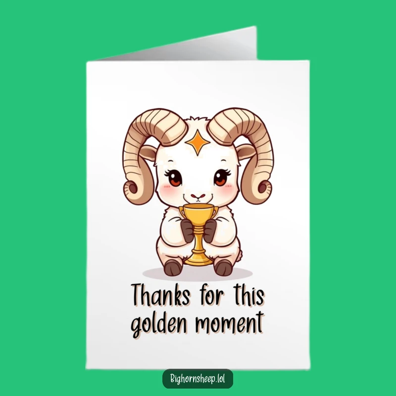 Free Printable Thank You Card: Bighorn Sheep's Golden Gratitude - Downloadable Appreciation Gift
