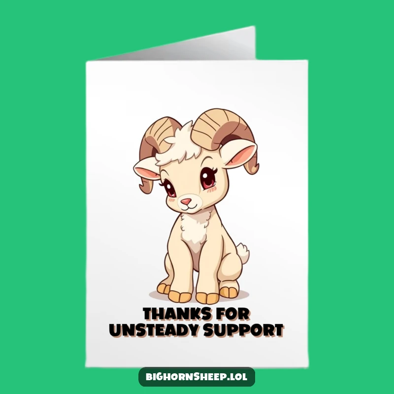 Free Printable Thank You Card: Wobbly Bighorn Sheep Pose Gratitude