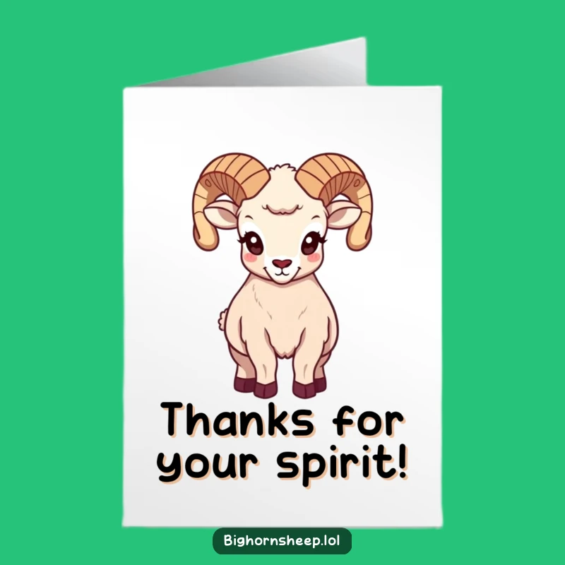 Free Printable Majestic Bighorn Sheep Thank You Card - Grand Horns Downloadable for Appreciation.