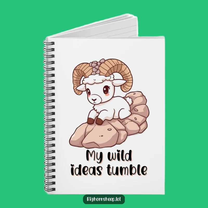 Funny Bighorn Sheep Pebble Crown Notebook - Hilarious Rocky Slope Journal Gift