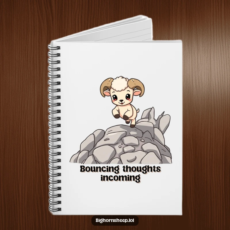 Funny Bighorn Sheep Cub Notebook: Adorable baby sheep happily bouncing on rocks, ideal for capturing energetic and creative ideas.