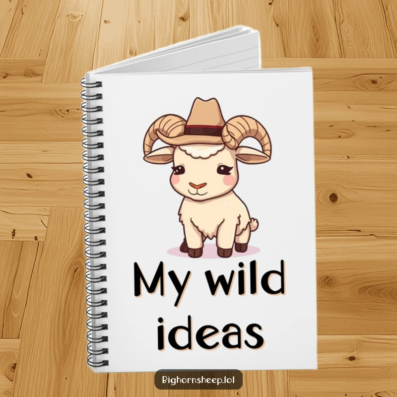 Funny Cowboy Bighorn Sheep Notebook: A journal cover featuring a sheep in a cowboy hat giving a confident wink.