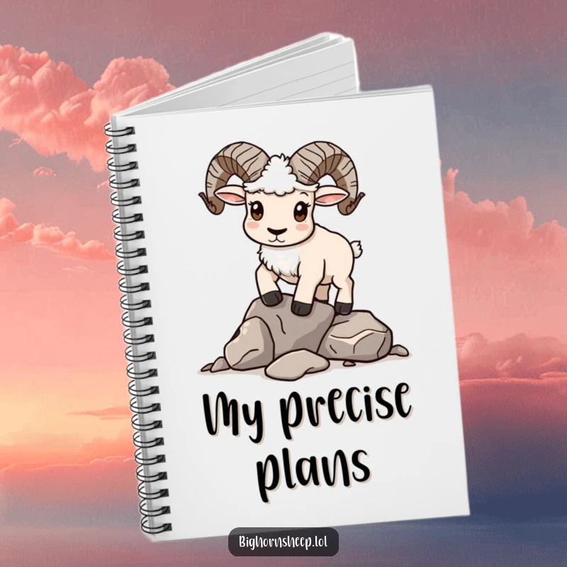 Funny Notebook: Features a determined bighorn sheep attempting to balance rocks.