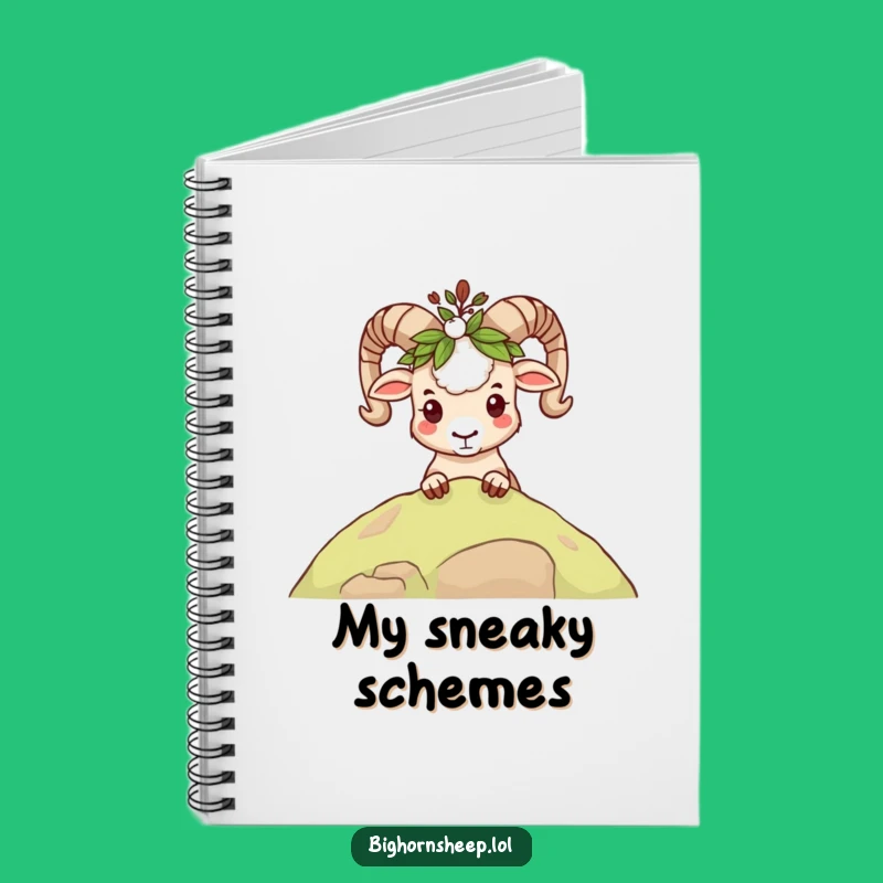 Funny Mischievous Bighorn Sheep Leafy Crown Notebook: Jot Down Your Sly Ideas!