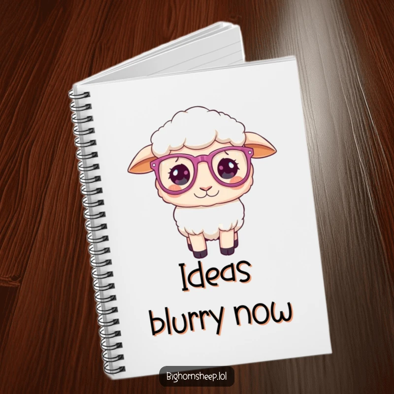 Funny Notebook: Features a sheep wearing oversized, sparkly glasses, looking playfully confused.