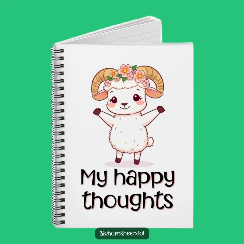 Funny Dancing Bighorn Sheep Flower Crown Notebook - Journal of Joyful Thoughts