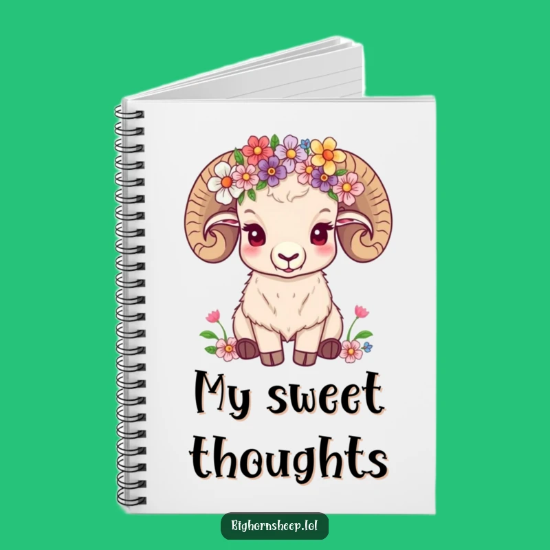 Funny Flower Crown Sheep Notebook, Journal Peaceful Thoughts, Ideal Funny Gift