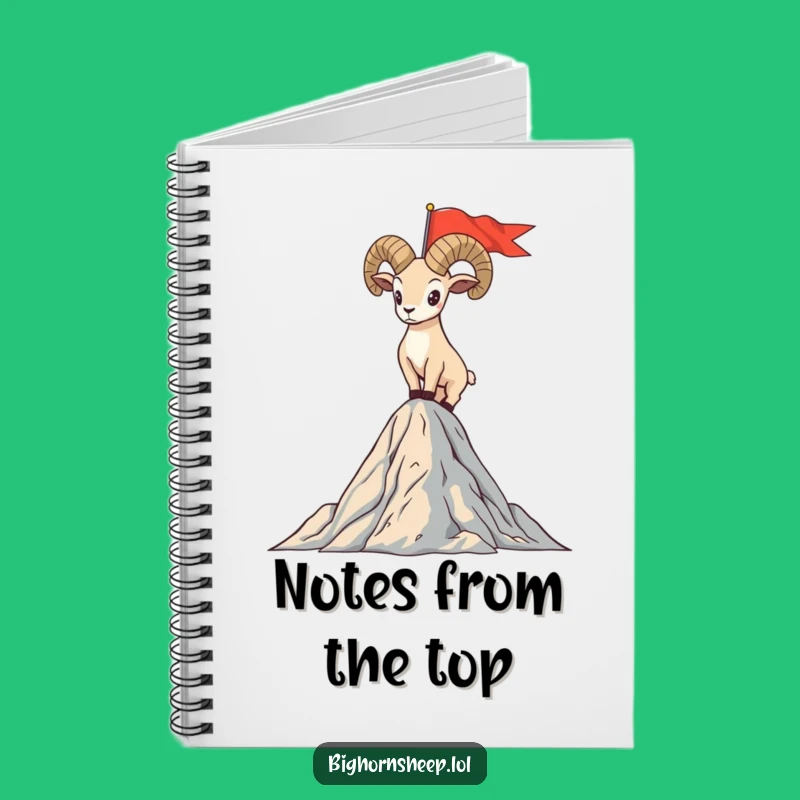 Funny Bighorn Sheep Flag Peak Notebook - Proud Mountain Conqueror Humor Journal Gift