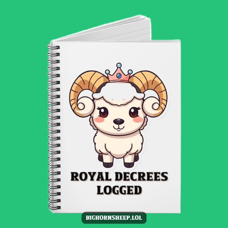 Funny Regal Bighorn Sheep Notebook - Gentle Smile Crown Journal