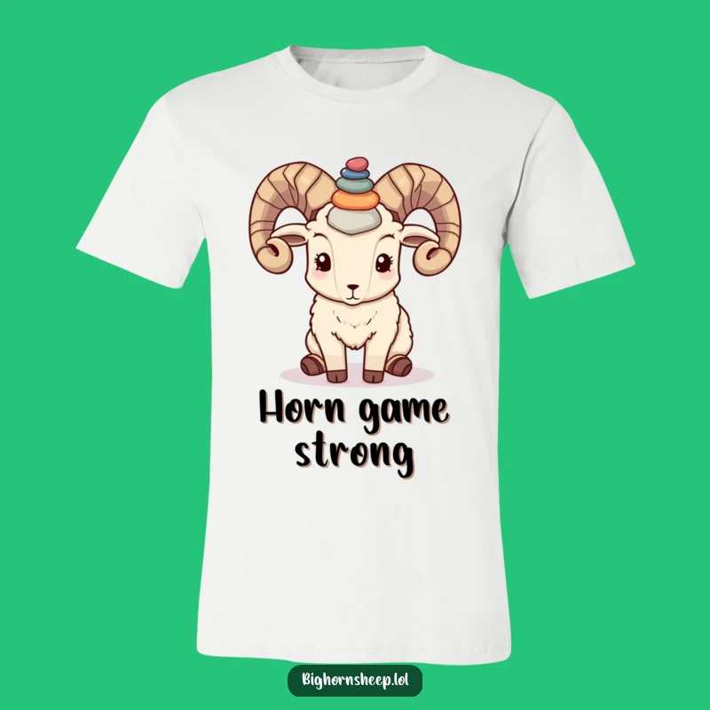 Funny Bighorn Sheep Pebble Stack Tee: Comical Shirt for Balanced Personalities