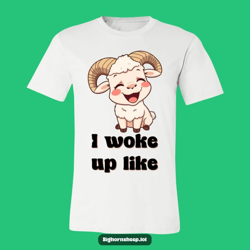 Funny Contented Bighorn Sheep Yawn T-Shirt - Relaxed Humor Apparel Gift