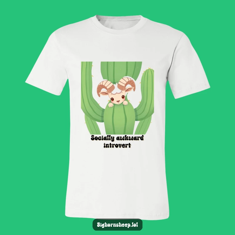 Funny Shy Bighorn Sheep Cactus T-Shirt - Hilarious Desert Animal Tee Gift Idea
