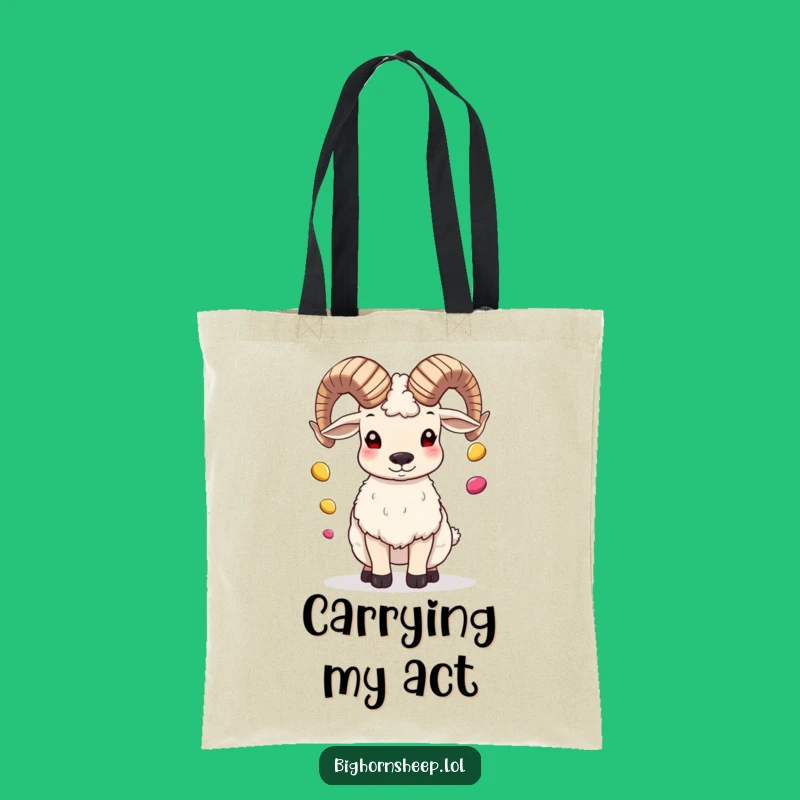 Funny Bighorn Sheep Juggling Pebbles Tote Bag, Whimsical Accessory, Great Funny Gift