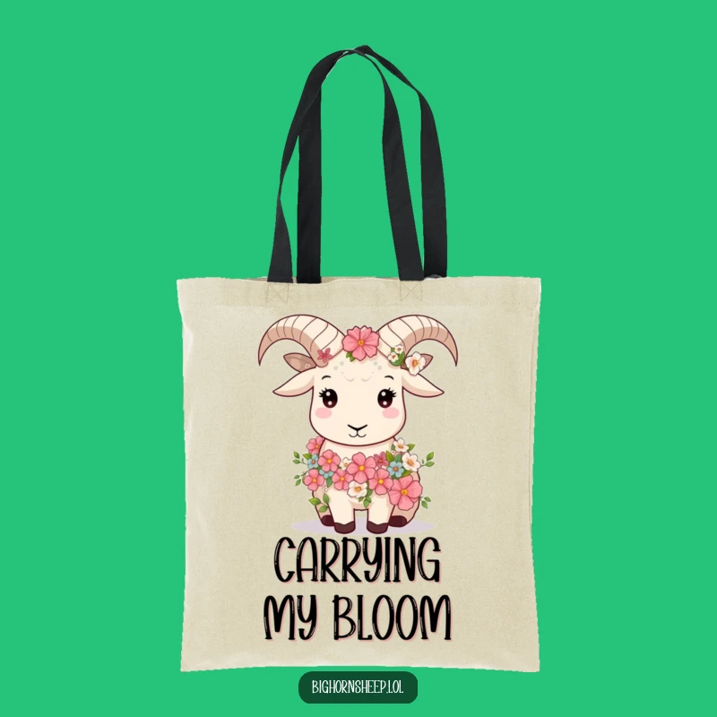 Funny Bighorn Sheep Floral Tote: Carry Your Calm with Nature's Touch