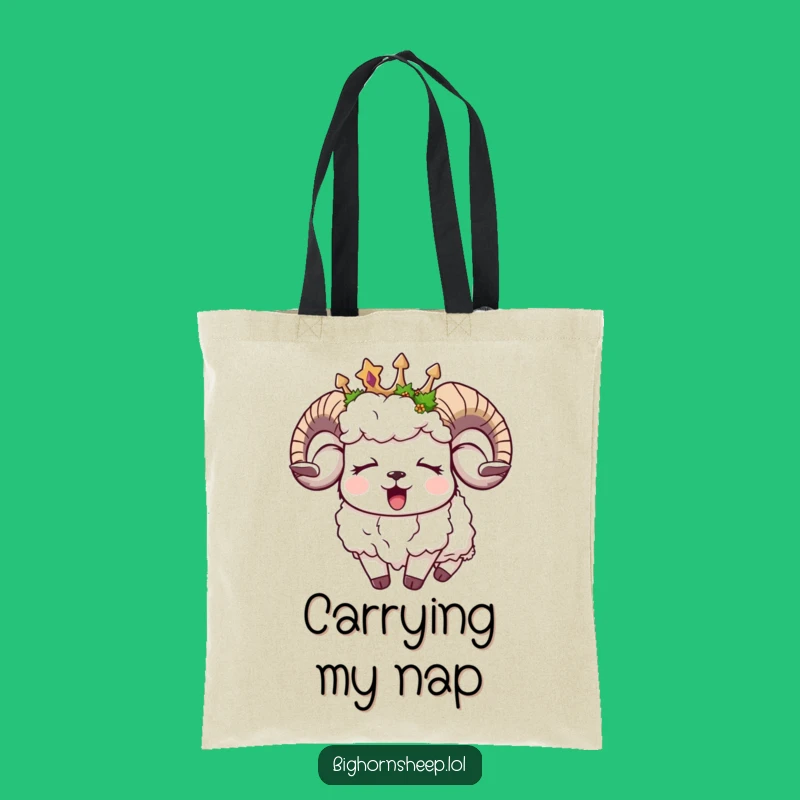 Funny Sleepy Bighorn Sheep Moss Crown Tote Bag: Carry Your Snooze Fest!