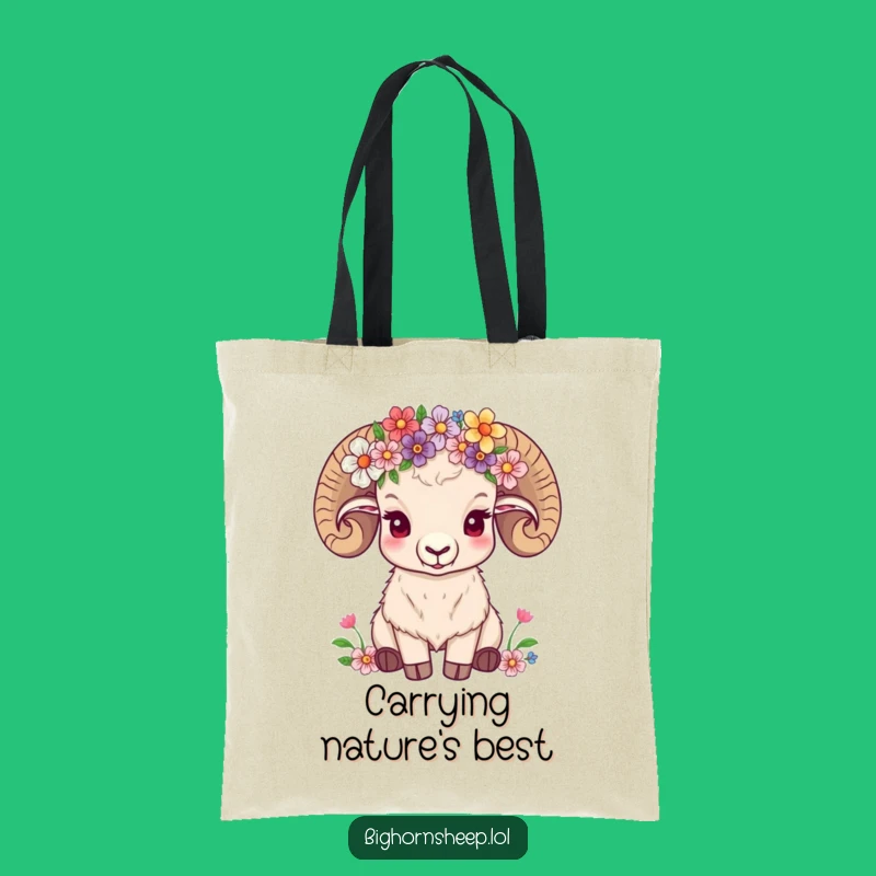 Funny Flower Crown Sheep Tote Bag, Bohemian Accessory, Great Funny Gift