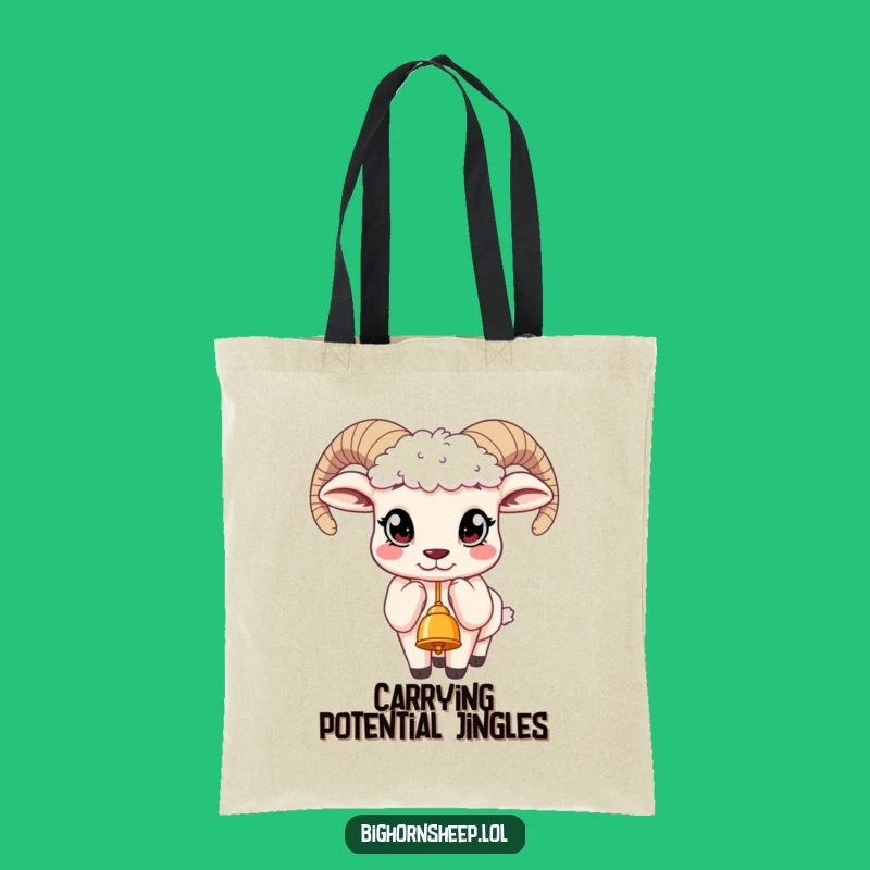 Funny Bighorn Sheep Bell Tote Bag - Curious Eyes Design