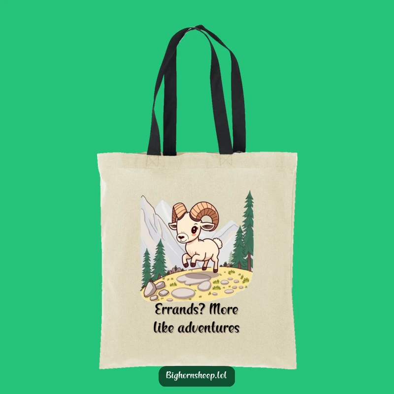 Funny Skipping Bighorn Sheep Tote Bag, Playful Hilarious Gift for Trail Trips
