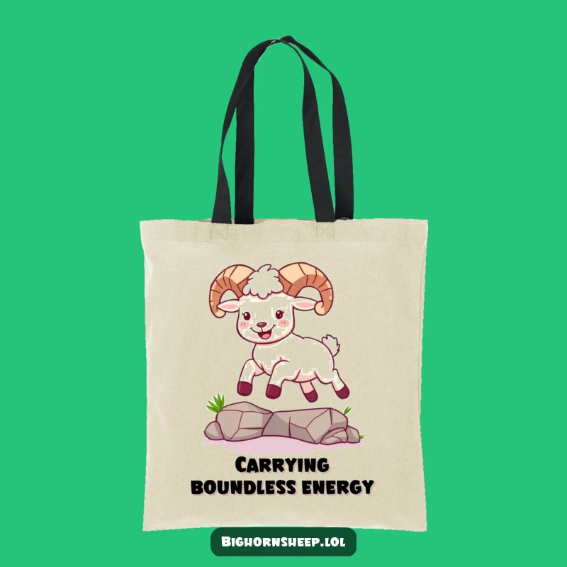Funny Joyful Bighorn Sheep Tote Bag - Leaping Design